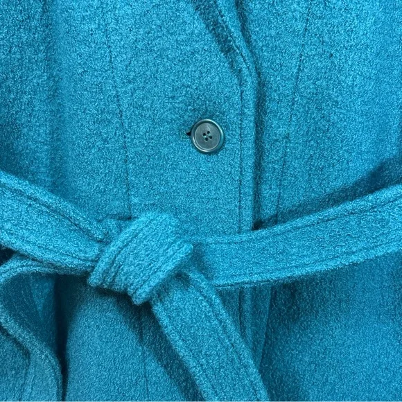 J. Crew Teal Belted Pea Coat Boiled Wool Jacket - Picture 4 of 15